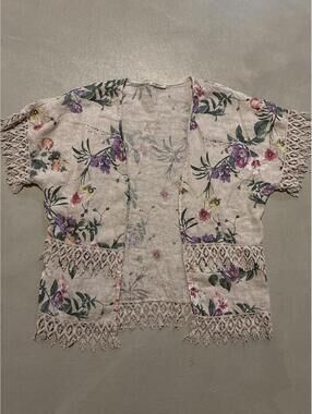 Valentina Naldi Floral Kimono with Crochet Trim